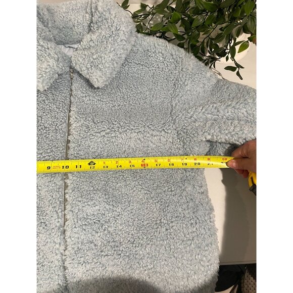 Levis Light Blue Faux Fur Sherpa Jacket Womens S Polyester Quilted Lining Warm - Picture 13 of 16